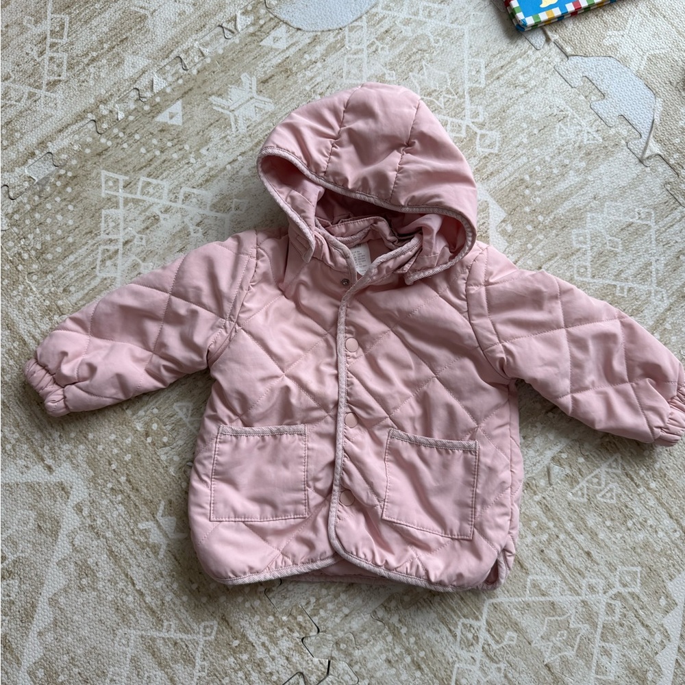 H&M Pink Quilted Hooded Jacket / 12-18m